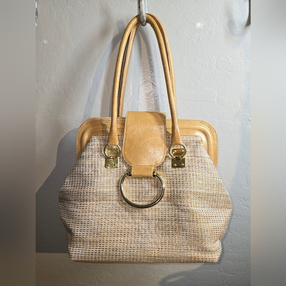 Stuart Weitzman Gold and Cream Handbag